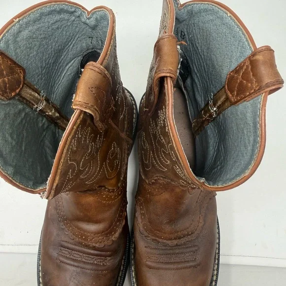 Ariat Fatbaby Saddle Cowboy Boots 7.5B Brown Cowgirl Western Rodeo Pull On - Picture 6 of 11